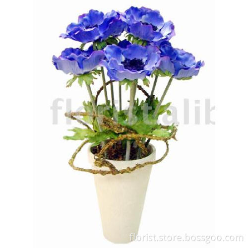 artificial Lg.Anemone Rattan W/Pot